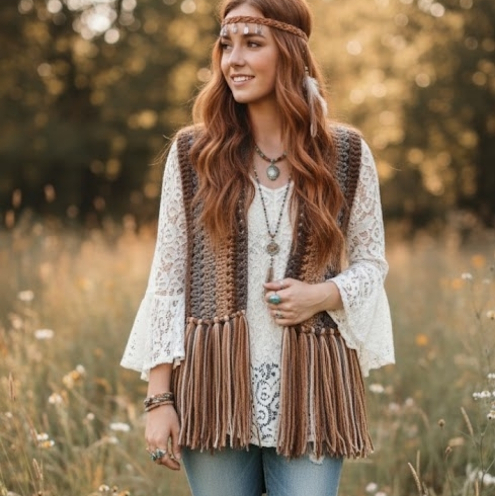 Handmade Crochet Fringe Vest